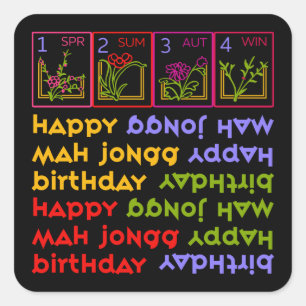 Sticker Carré Saisons Mah Jongg Anniversaire