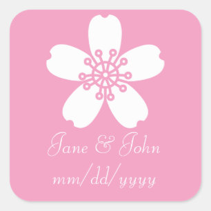 Sticker Carré Sakura de charme en Stick rose pétale