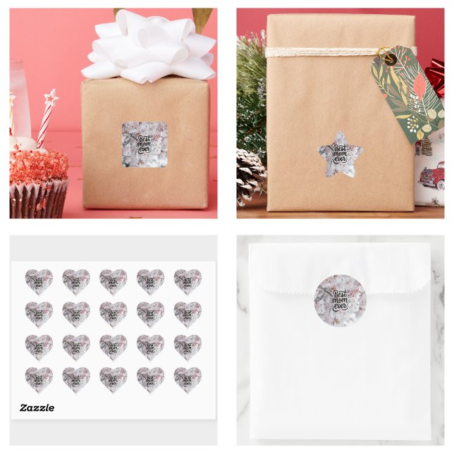 Sticker Carré Sakura Pink Elegant Meilleure Maman Jour des Mères (Sakura Pink Elegant Best Mom Ever Mother's Day stickers)