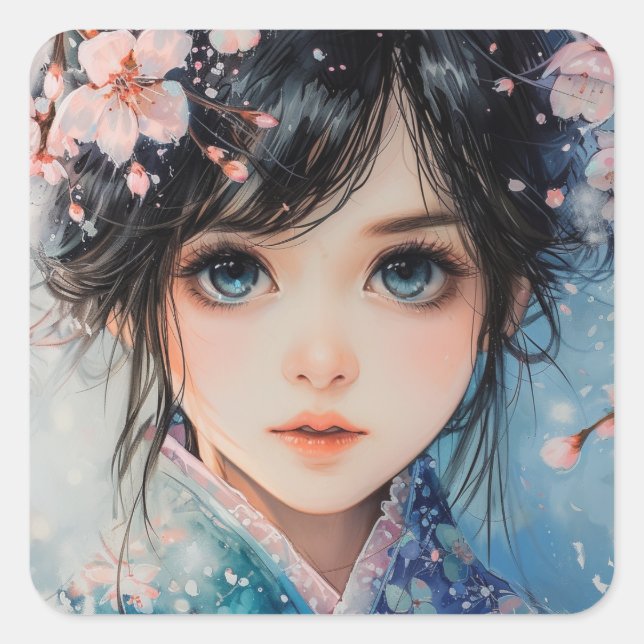 Sticker Carré Sakura Serenity Portrait (Devant)