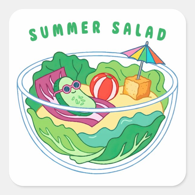 Sticker Carré Salade d'été (Devant)