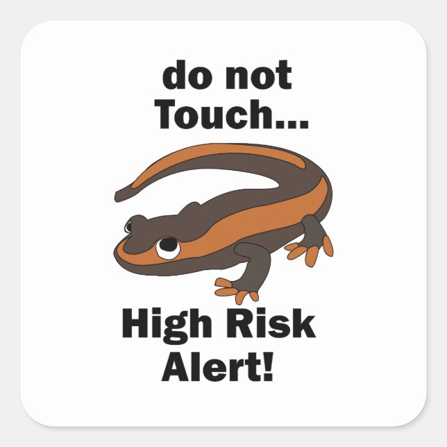 Sticker Carré Salamandre de feu Ne pas toucher Alerte à haut ris (Devant)