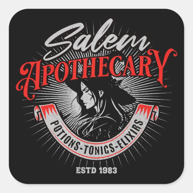 Sticker Carré Salem Apothecary sorcière Vintage (Devant)