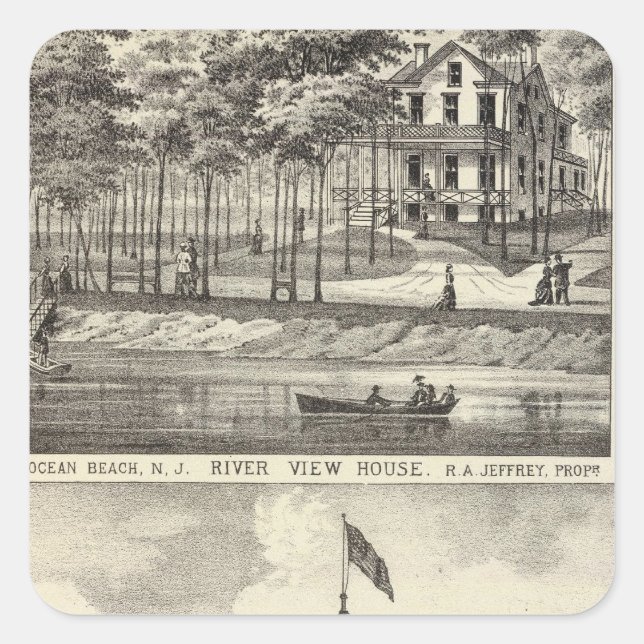 Sticker Carré Salle éducative, Asbury Park et River View House (Devant)