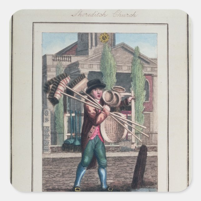 Sticker Carré Salles de cheveux, église Shoreditch (Devant)