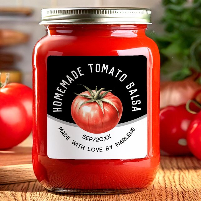 Sticker Carré Salsa de tomate maison avec tomate rouge (Créateur téléchargé)