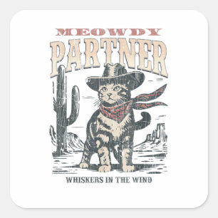 Sticker Carré Salut associé Cowboy Chat 