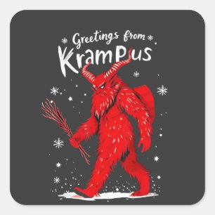 Sticker Carré Salutation de Krampus Noël Christmas