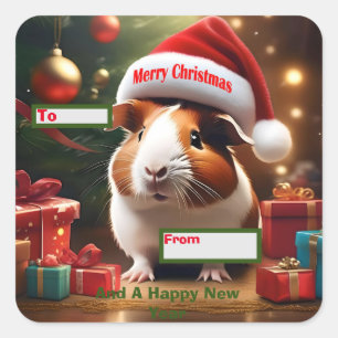 Sticker Carré Salutation de Noël de porc de Guinée