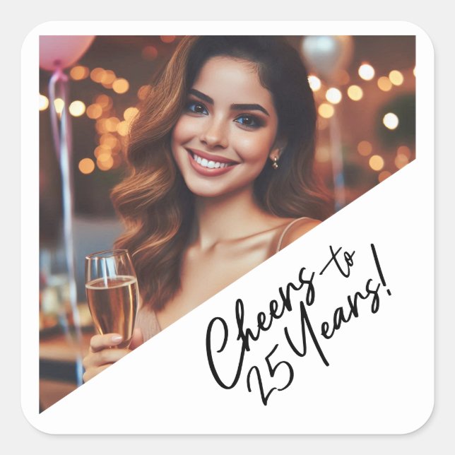 Sticker Carré Salutations à 25 ans Fête d'anniversaire Faveurs (Devant)