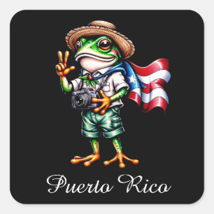 Sticker Carré Salutations de Porto Rico Grenouille Coqui Boricua