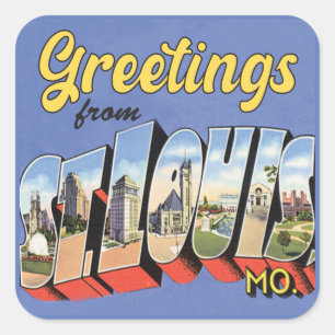 Sticker Carré Salutations de St. Louis Missouri vintage 
