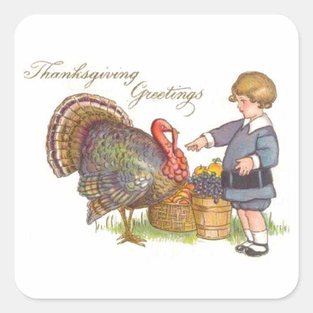 Sticker Carré Salutations de Thanksgiving (Devant)