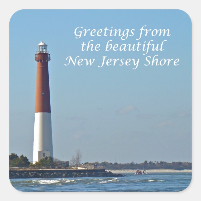 Sticker Carré Salutations du New Jersey - Barnegat Light (Devant)