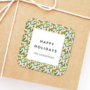 Sticker Carré Salutations minimalistes festives de Noël motif