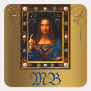Sticker Carré Salvator personnalisé Mundi J Christ Leonardo DaVi