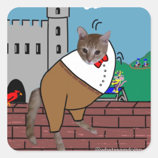 Sticker Carré Sam Le Cat Humpty Dumpty (Devant)