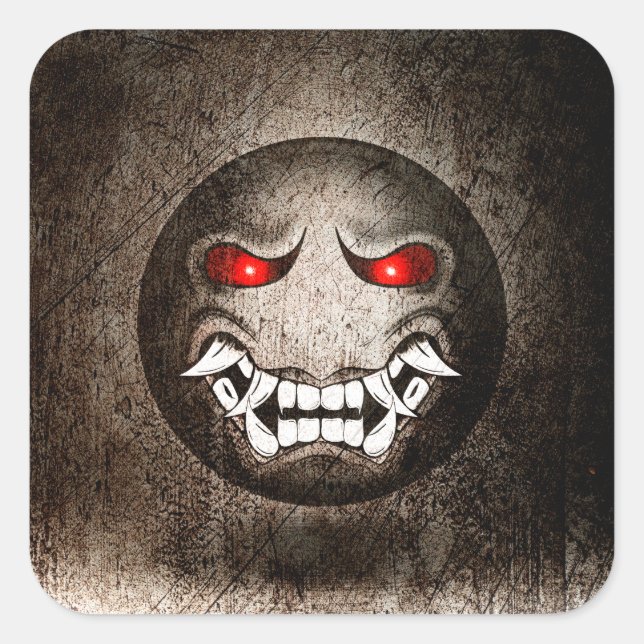 Sticker Carré Samouraïmoji Vintage (Devant)