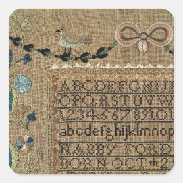 Sticker Carré Sampler de N. Ford, 1799, New Hampshire (Devant)