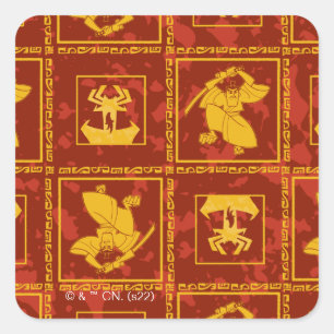 Sticker Carré Samurai Jack & Aku Golden Silhouette Motif