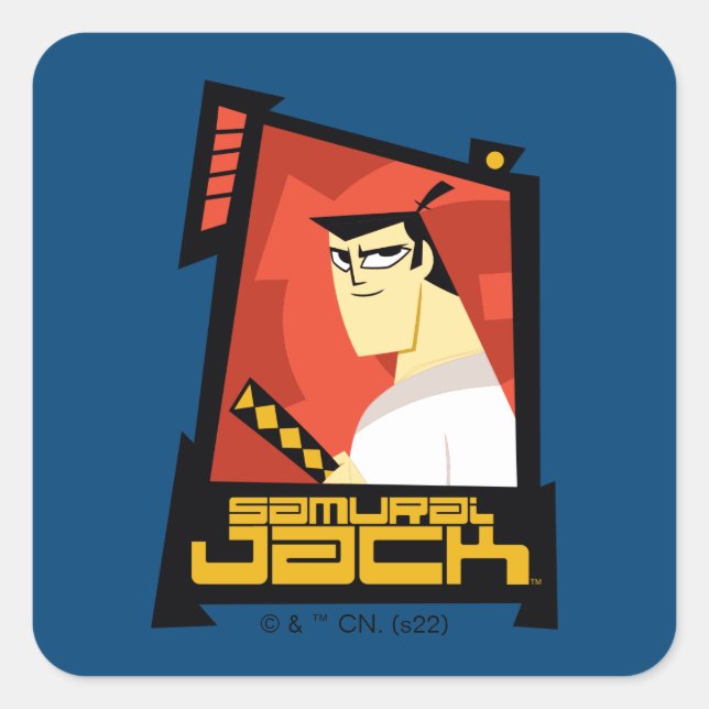 Sticker Carré Samurai Jack Souriant Futuristic Frame Graphic (Devant)