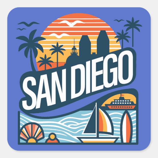 Sticker Carré San Diego Californie (Devant)