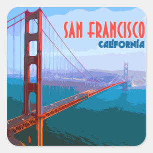 Sticker Carré San Francisco California Golden Gate Bridge