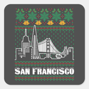 Sticker Carré San Francisco Californie Noël laid