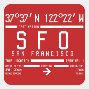 Sticker Carré San Francisco International IATA Airport Code SFO