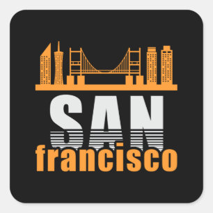 Sticker Carré San Francisco USA City Cityscape Skyline Idée cade