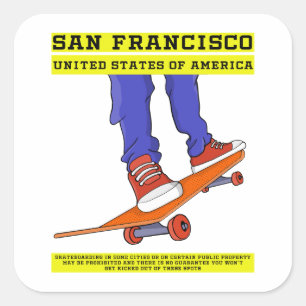 Sticker Carré San Francisco, USA Patinage