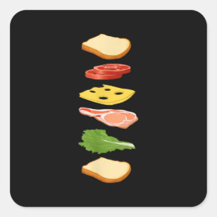 Sticker Carré Sandwich Au Fromage De Pain Et Aliment Fooo De Jam