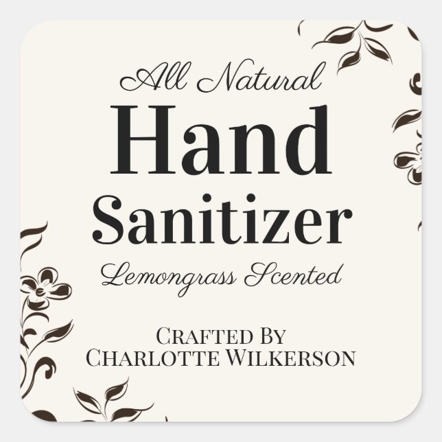 Sticker Carré Sanitizer à main sur mesure pour cadeaux ou faveur (Devant)