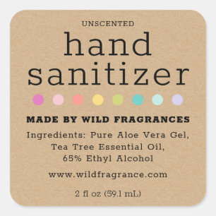 Sticker Carré Sanitizer minimaliste À Main Faux Kraft