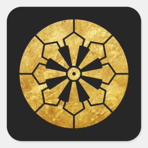 Sticker Carré Sanja Matsuri Komagata mon Black Faux Gold