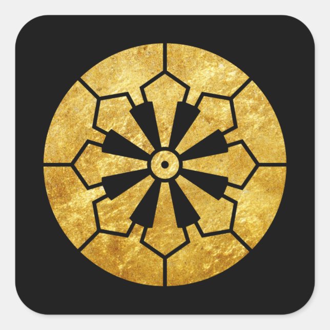 Sticker Carré Sanja Matsuri Komagata mon Black Faux Gold (Devant)