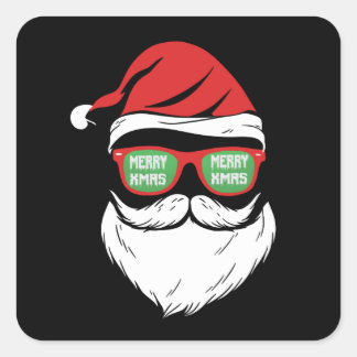 Sticker Carré Santa Claus Beard Hat
