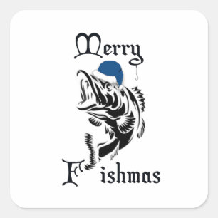 Sticker Carré Santa Claus Blue Fishmas Pêche
