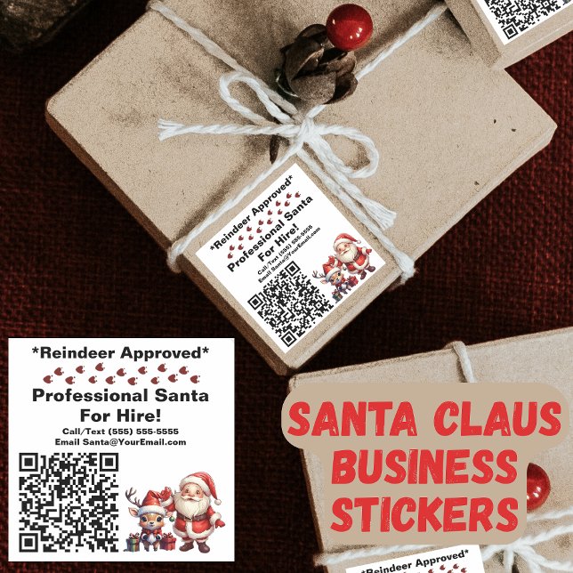 Sticker Carré Santa Claus Business Card  (Santa Claus Business Stickers)