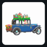 Sticker Carré Santa Claus Jalopy<br><div class="desc">jalopy christmas santa claus, 
box car colorful snow , 
art cheerful man funny, 
smiling festive fun season, 
cute gift xmas red, 
celebration happy merry cartoon, 
illustration winter holiday rusty , 
transport automobile retro classic , 
vintage antique vehicle old , 
christmas santa claus jalopy, </div>