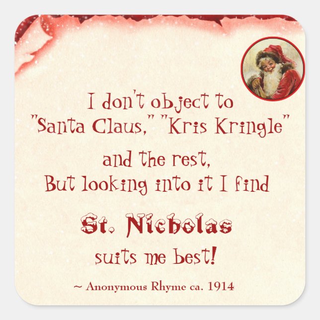 Sticker Carré Santa Claus Kris Kringle St. Nicholas Rhyme 1914 (Devant)