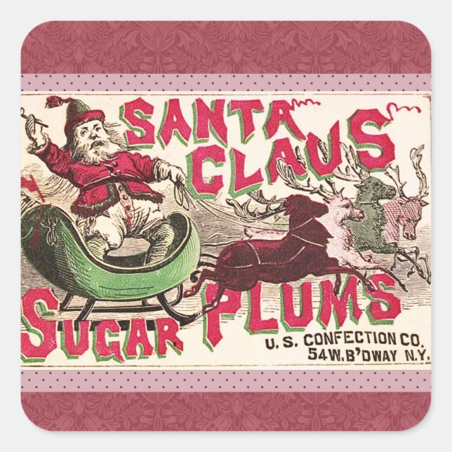 Sticker Carré Santa Claus Sugar Plum Christmas (Devant)