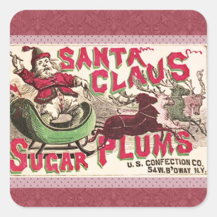 Sticker Carré Santa Claus Sugar Plum Christmas