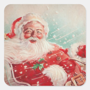 Sticker Carré Santa Claus vintage