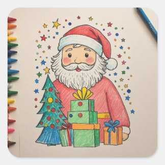 Sticker Carré Santa Clause