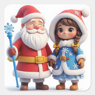 Sticker Carré 🎅 Santa Fêtes de fin d'hiver Magie ❄️