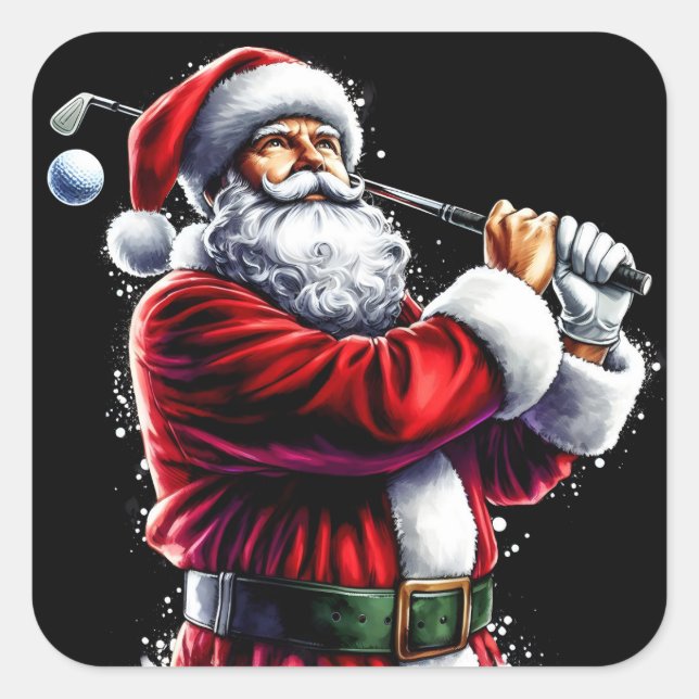 Sticker Carré Santa Golfing This Holiday Season (Devant)