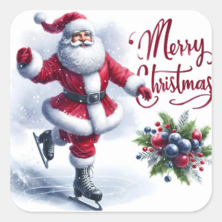 Sticker Carré Santa Ice Skating at Winter Fest