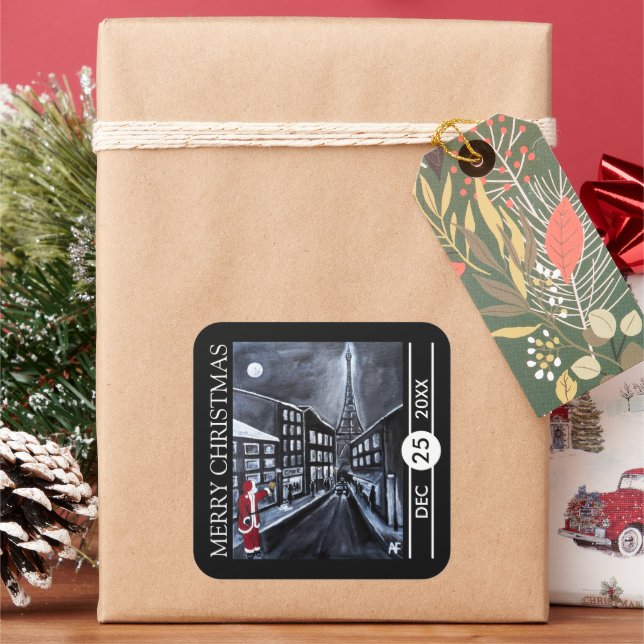 Sticker Carré Santa in Paris Christmas (vacances)