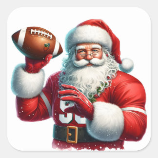 Sticker Carré Santa Kicks Back With a Football